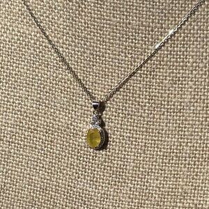 YELLOW SAPPHIRE & CUBIC ZIRCONIA 925 STERLING SILVER NECKLACE, 18 INCHES